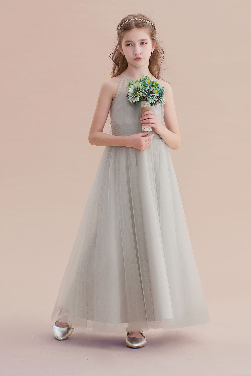 A-Line Chic Ankle Length Tulle Flower Girl Dress - Fashionpara