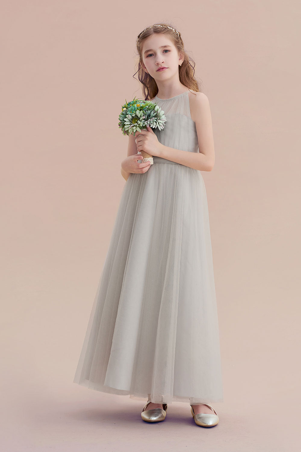A-Line Chic Ankle Length Tulle Flower Girl Dress - Fashionpara