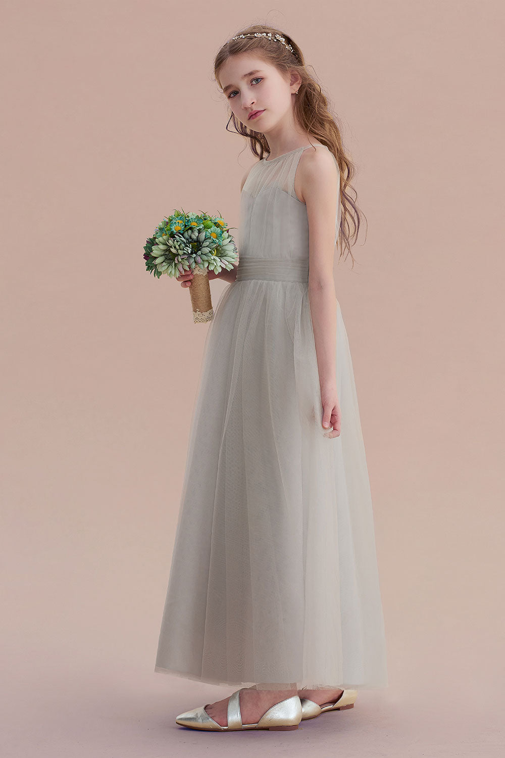 A-Line Chic Ankle Length Tulle Flower Girl Dress - Fashionpara