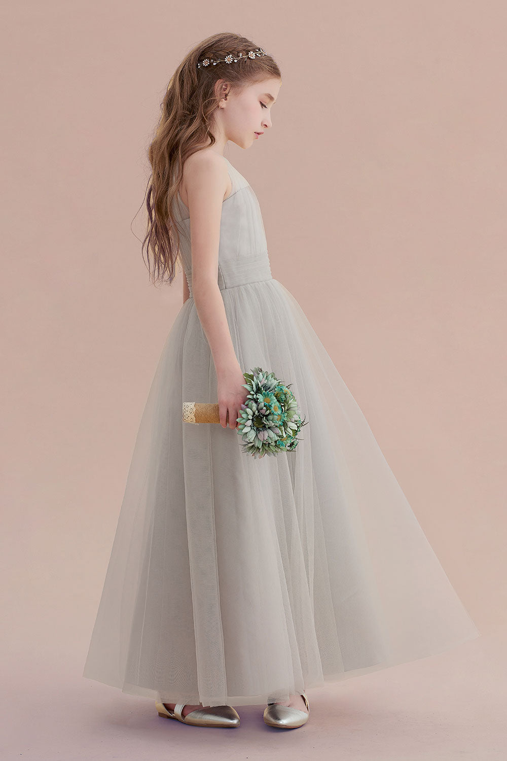 A-Line Chic Ankle Length Tulle Flower Girl Dress - Fashionpara