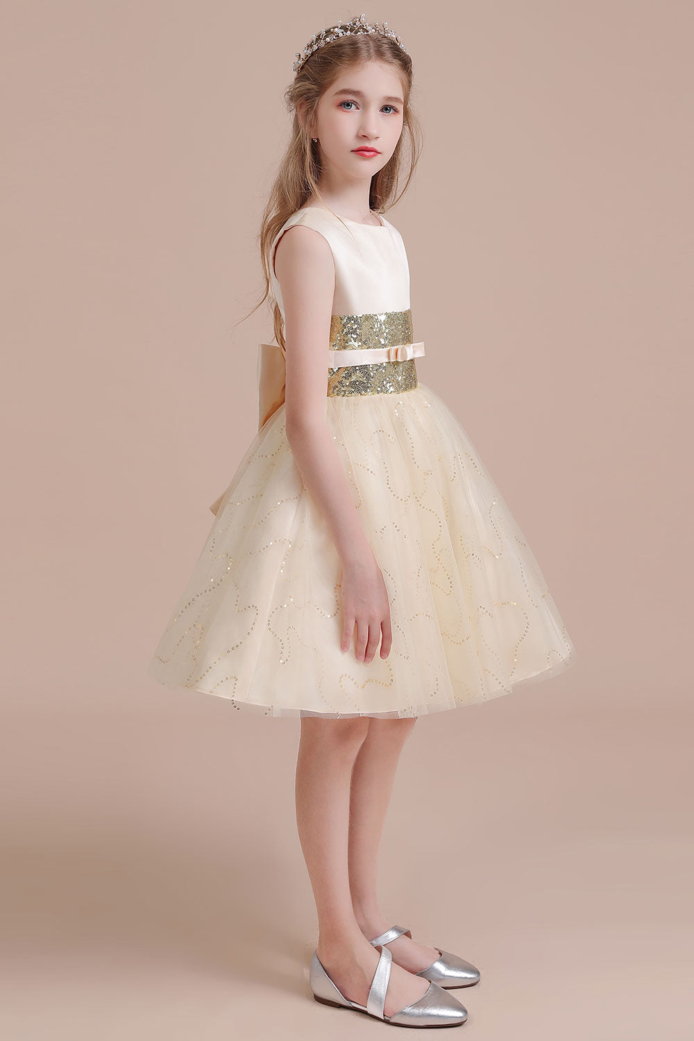 A-Line Cute Sequins Tulle Flower Girl Dress - Fashionpara