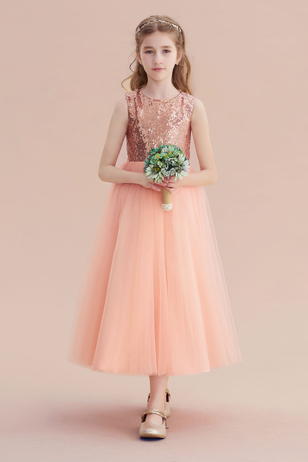 A-Line Graceful Sequins Tulle Flower Girl Dress On Sale - Fashionpara