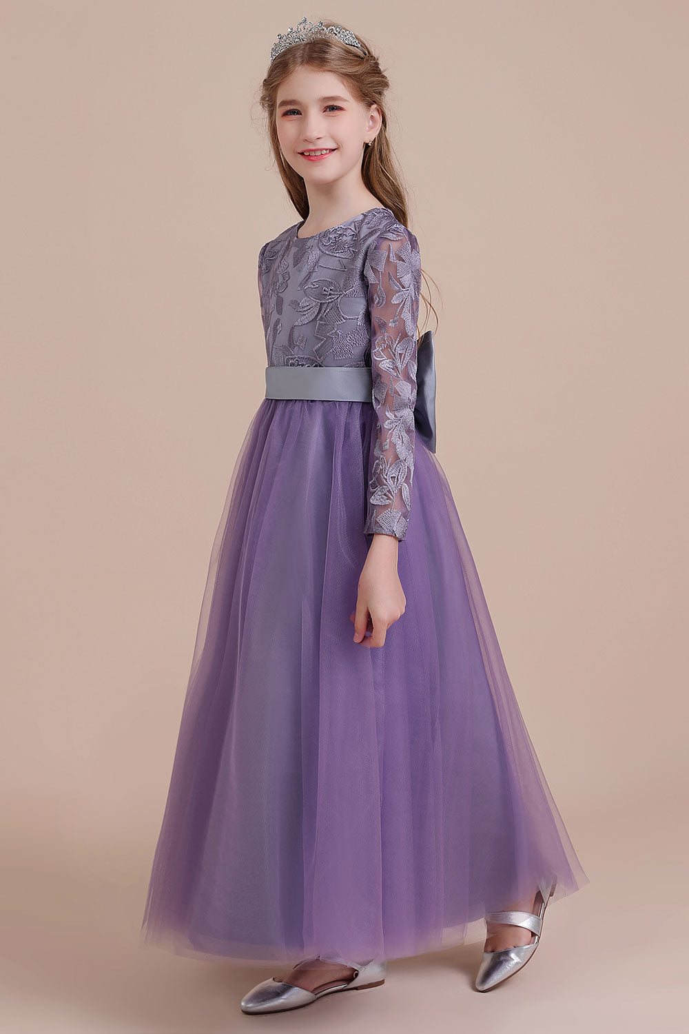 A-Line Long Sleeve Ankle Length Flower Girl Dress On Sale - Fashionpara