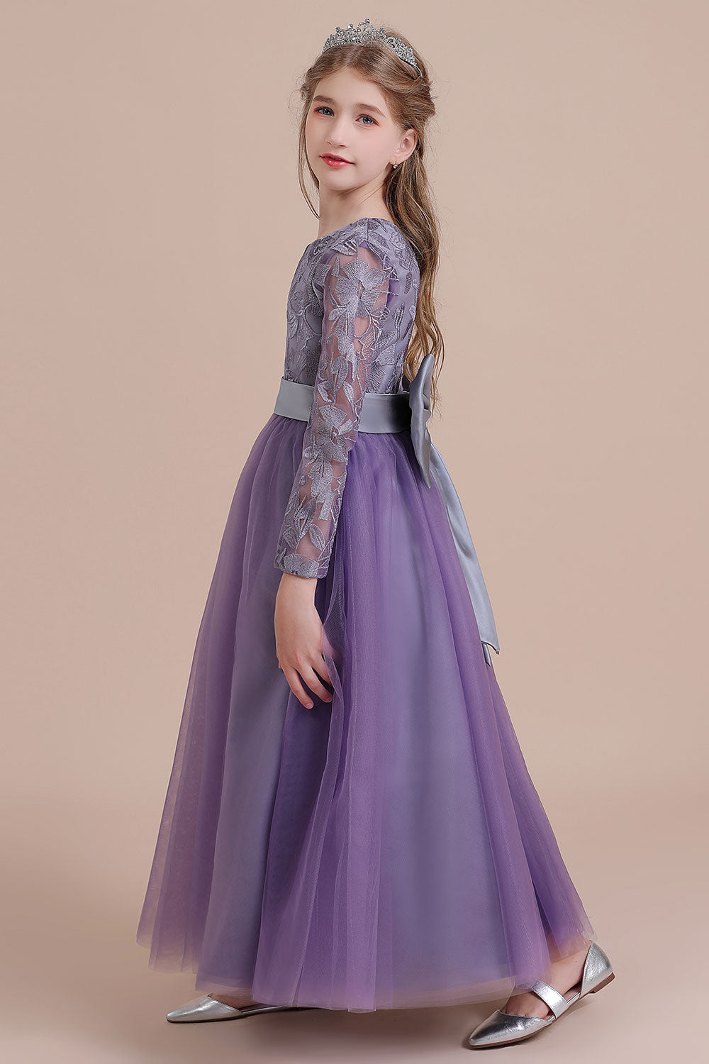 A-Line Long Sleeve Ankle Length Flower Girl Dress On Sale - Fashionpara