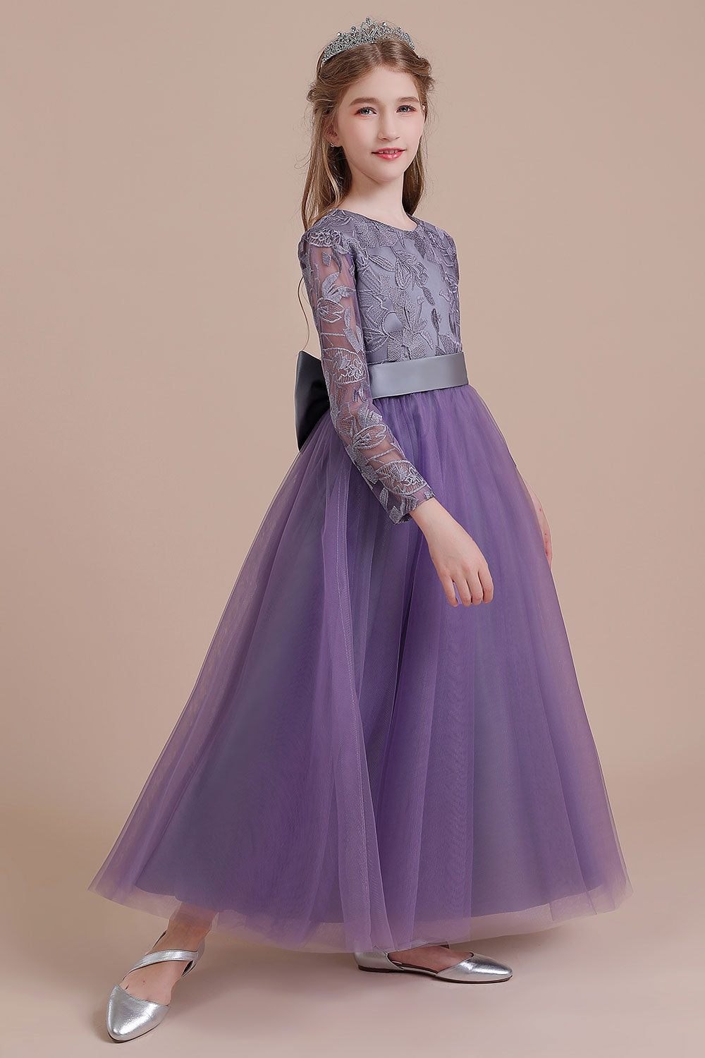 A-Line Long Sleeve Ankle Length Flower Girl Dress On Sale - Fashionpara