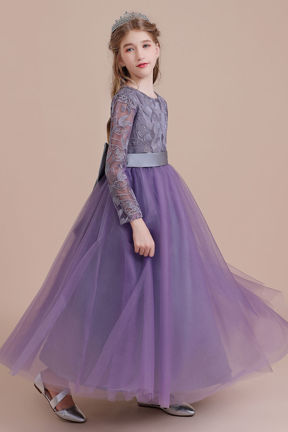 A-Line Long Sleeve Ankle Length Flower Girl Dress On Sale - Fashionpara
