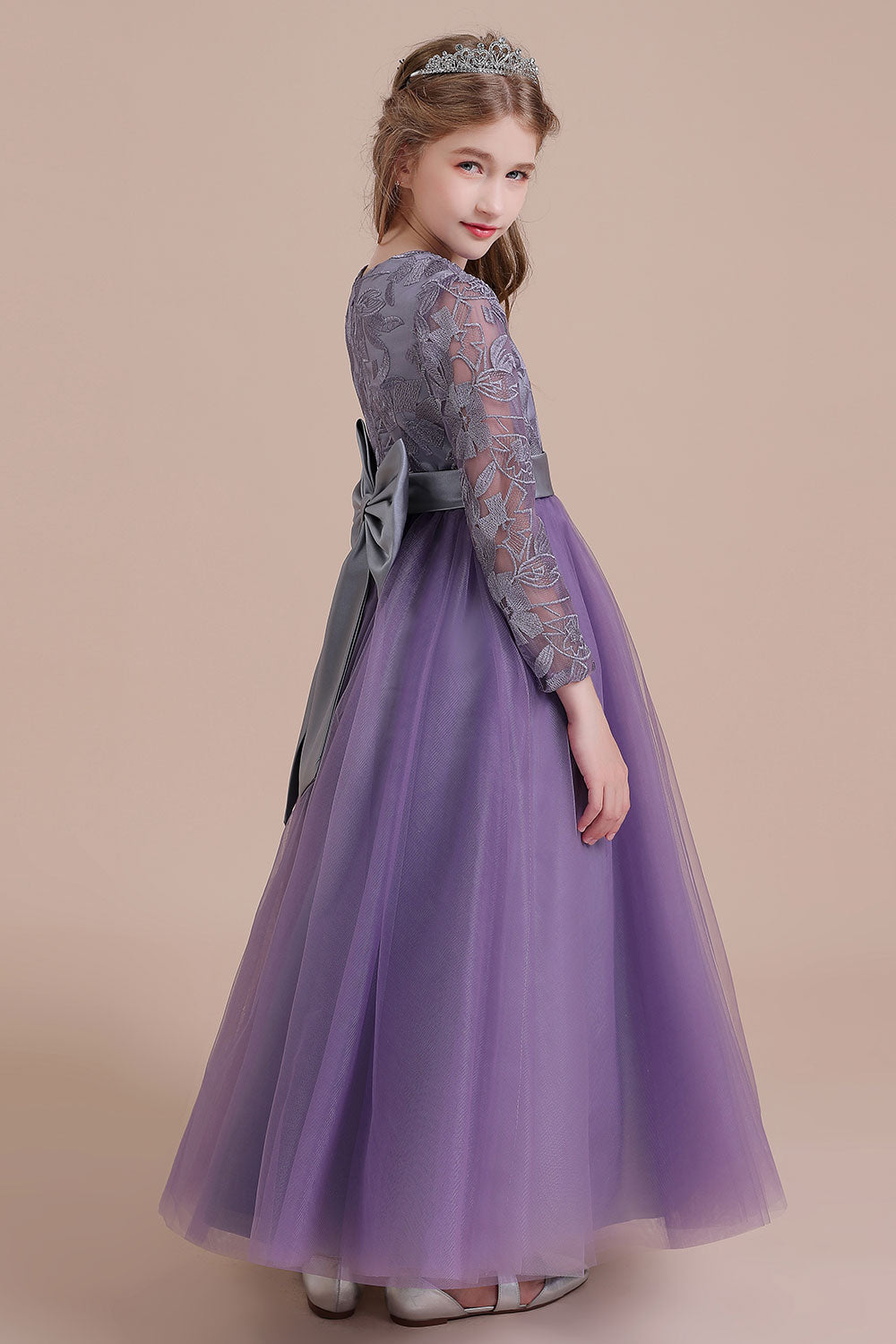 A-Line Long Sleeve Ankle Length Flower Girl Dress On Sale - Fashionpara
