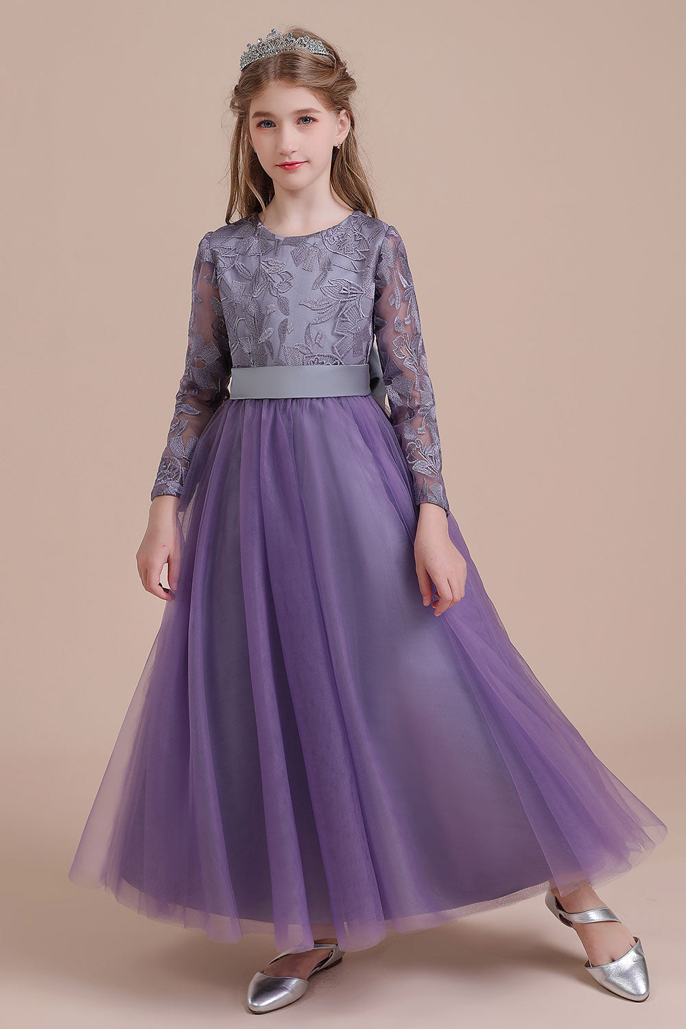 A-Line Long Sleeve Ankle Length Flower Girl Dress On Sale - Fashionpara
