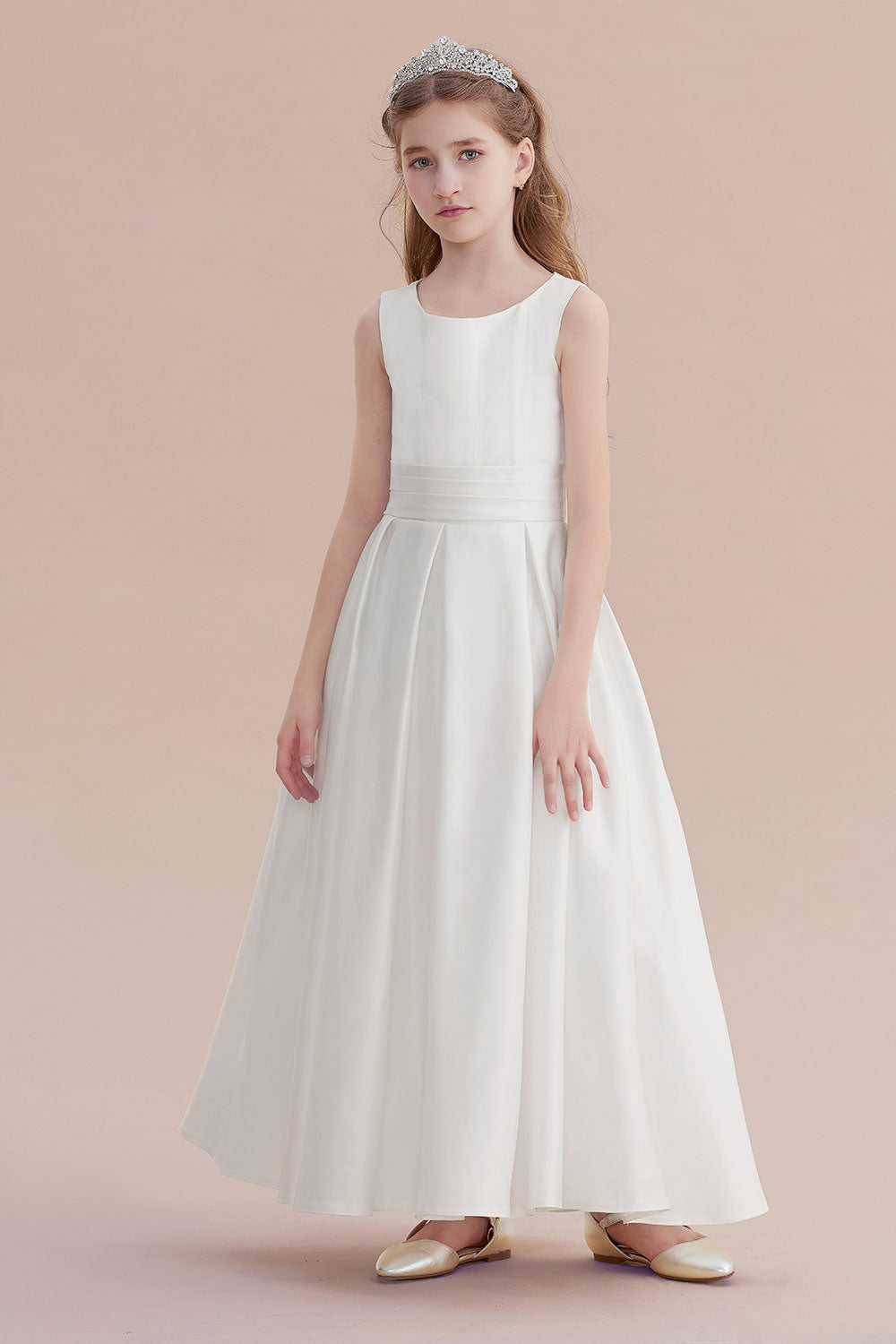 A-Line Simple Satin Flower Girl Dress On Sale - Fashionpara