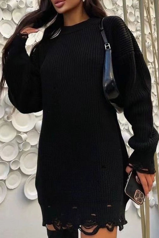 Distressed Longline Crew Neck Sweater 11