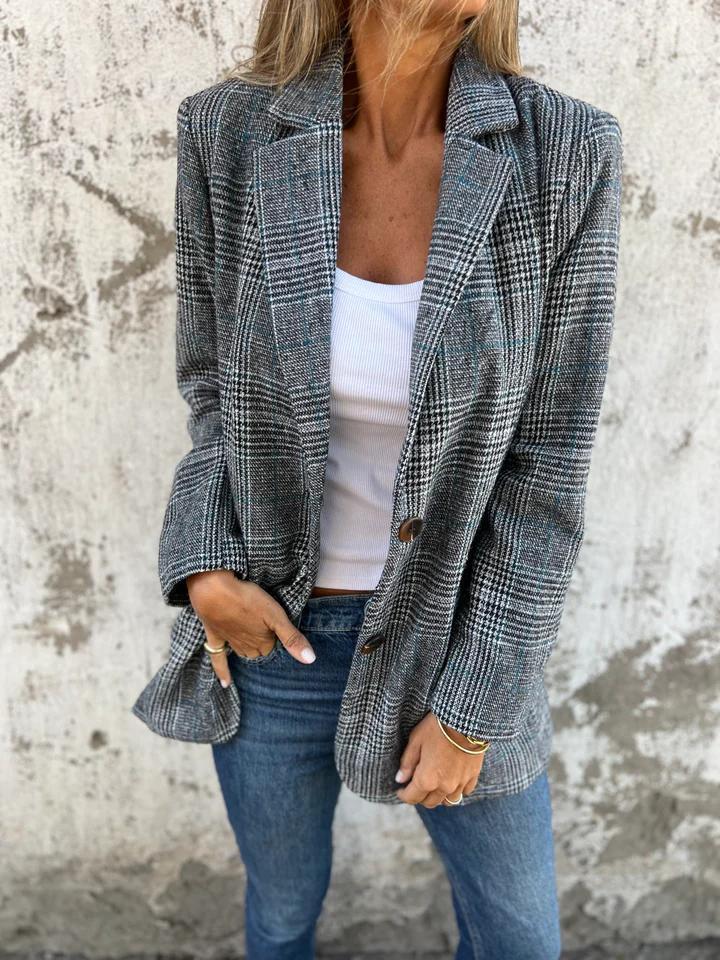 Plaid Notch Lapel Single Breasted Blazer 2