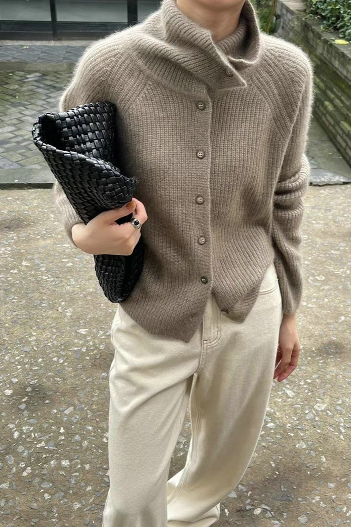 Fine Rib Single Breasted Cardigan