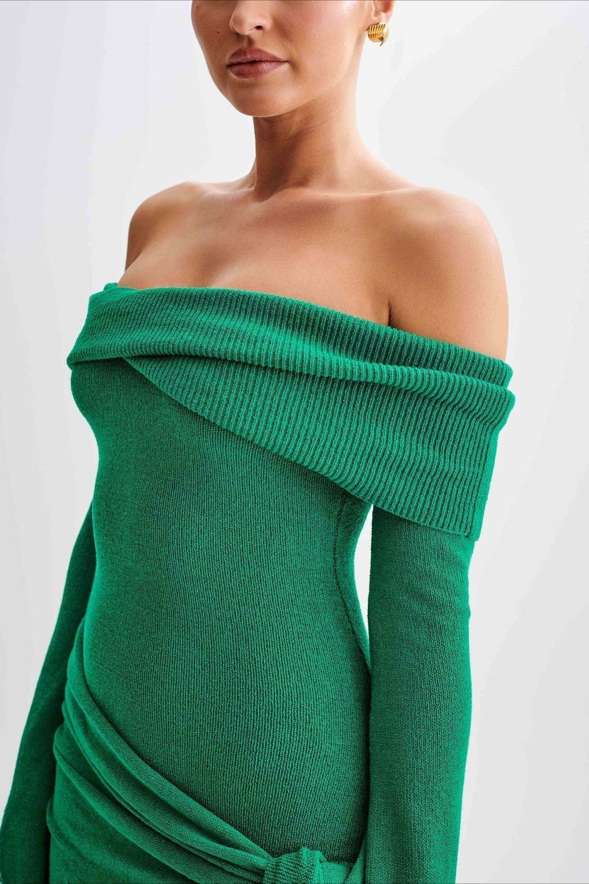 Sheer Spaghetti Strap Off-Shoulder Fitted Knit Maxi Sweater Dress - View 6