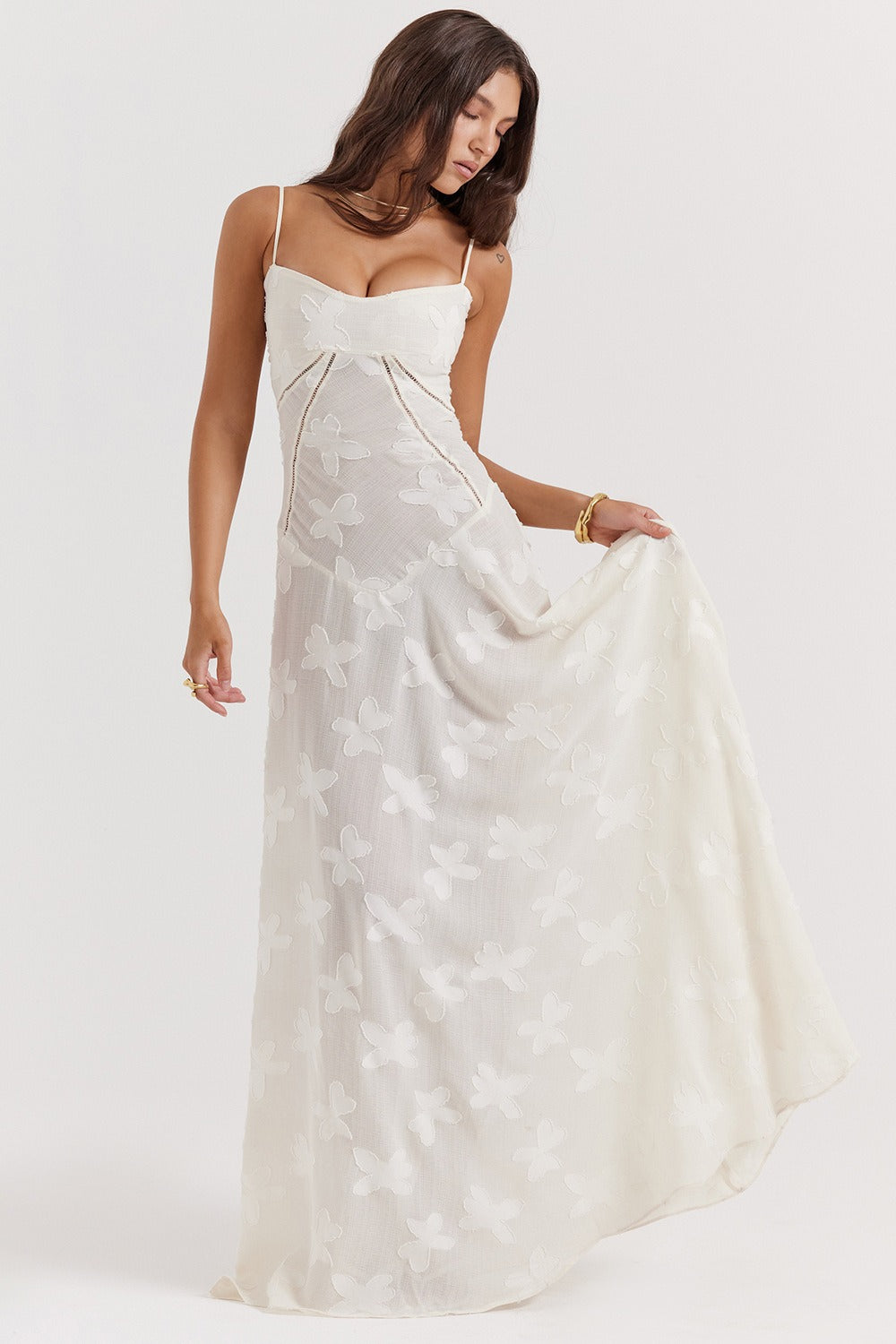 Floral Print Sweetheart Spaghetti Strap Slip Maxi Dress