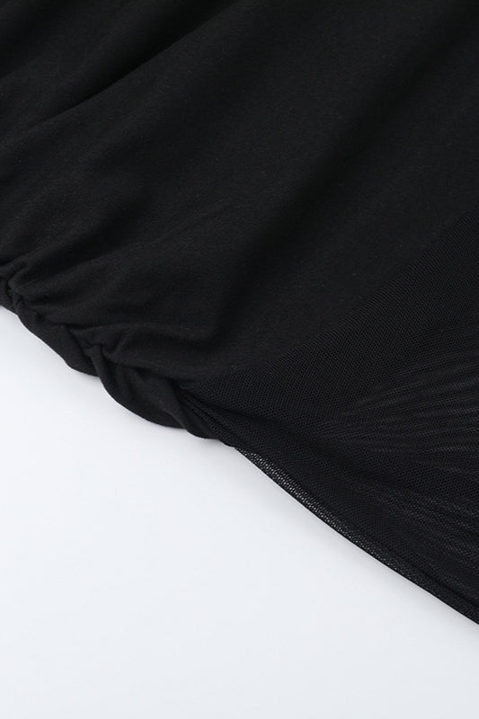One Shoulder Ruched Sheer Mesh Maxi Gown 2