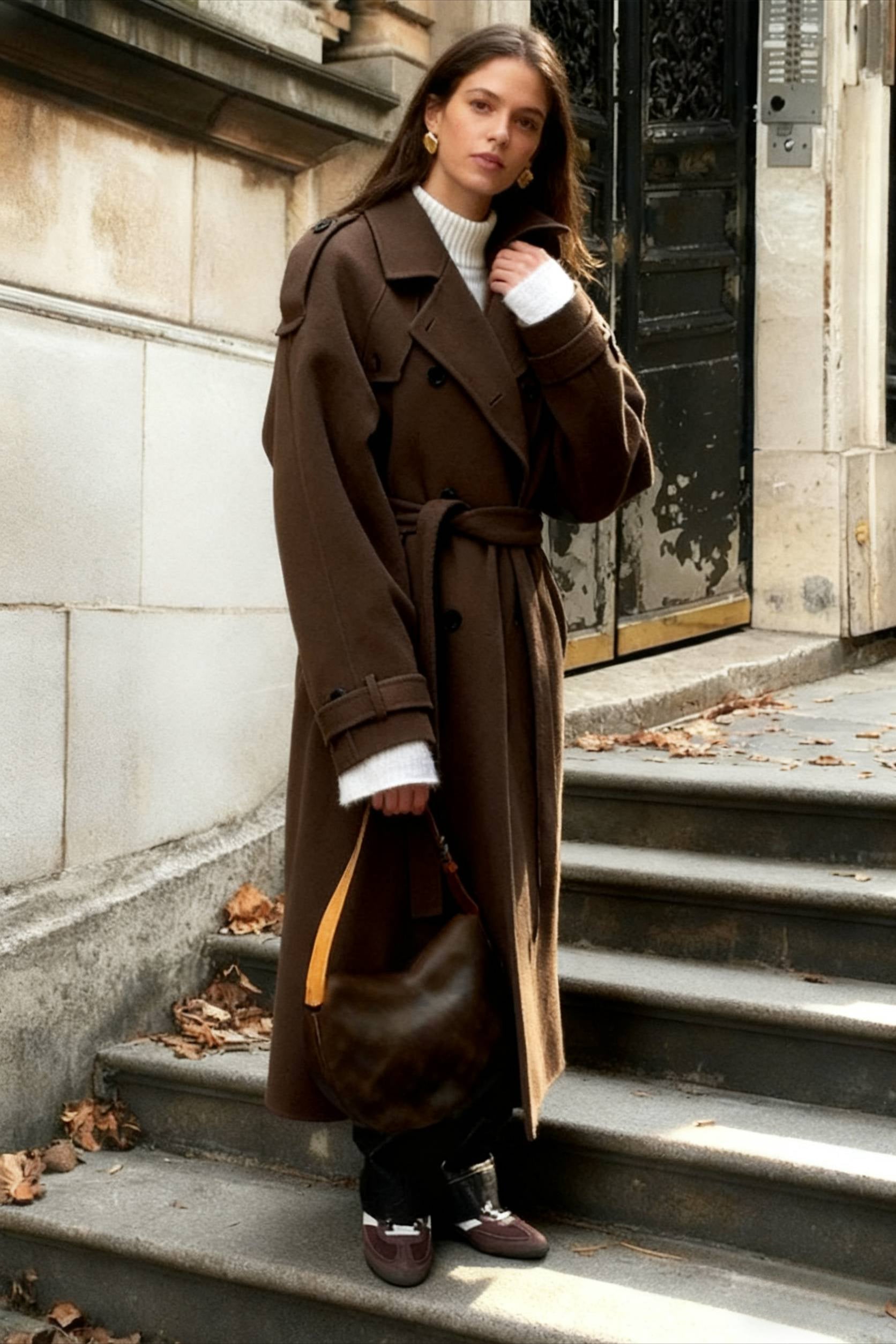 Casual Turn-Down Collar Double-Breasted Overcoat - Fashionpara