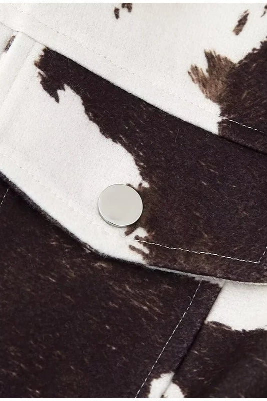 Casual Cow Print Street Jacket