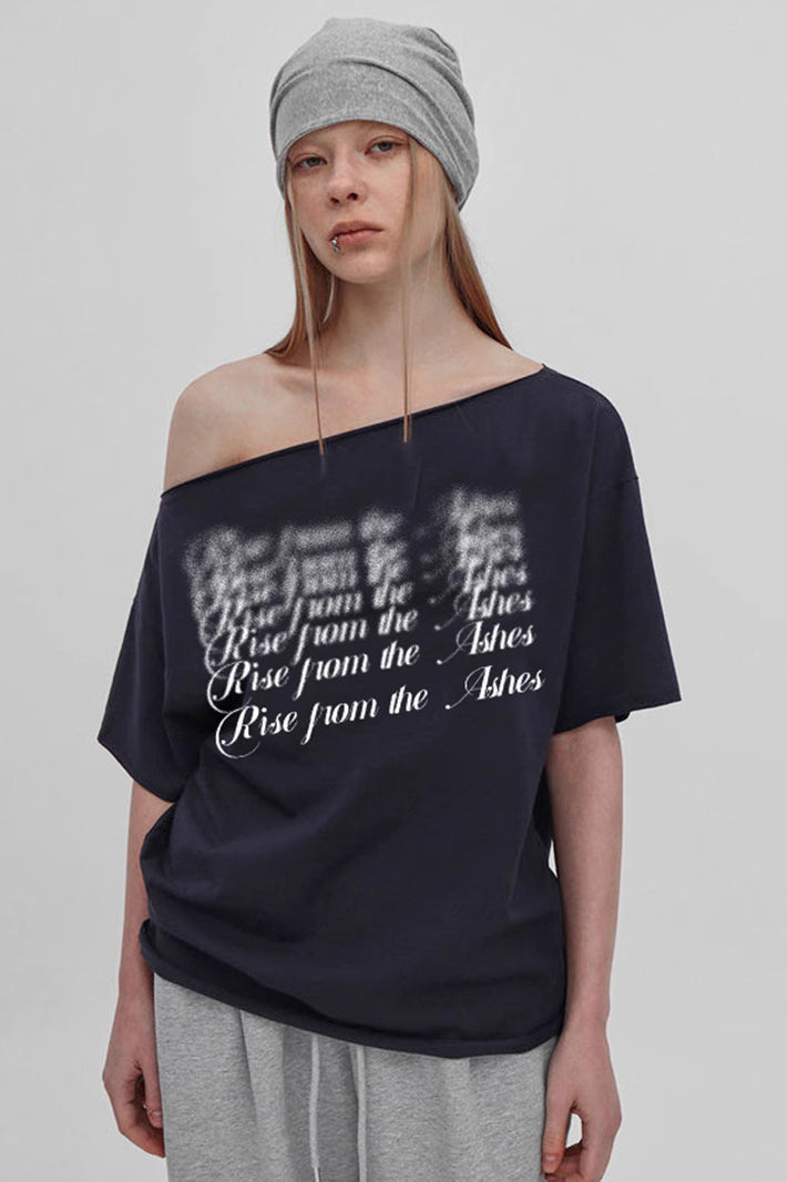 Asymmetric Printed Loose T-Shirt