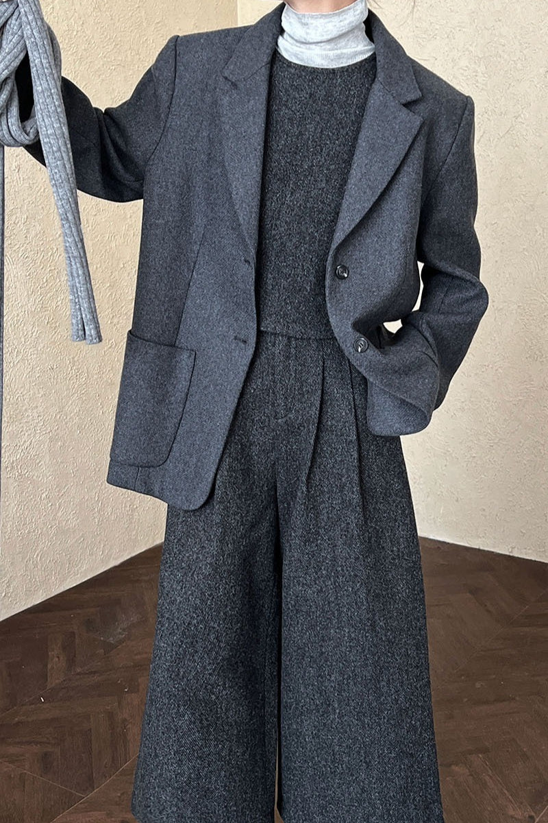 Wool Blend Relaxed Fit Blazer 4