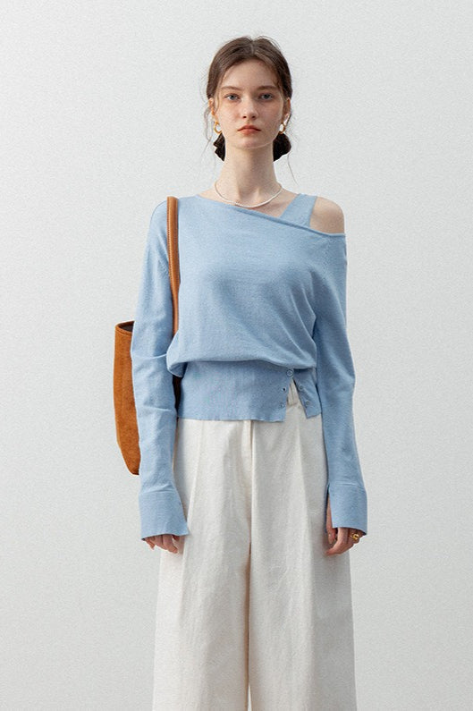 Asymmetric Neckline Knit Top 9