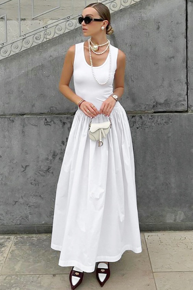Scoop Neck Sleeveless Dropped Waist Maxi Dress