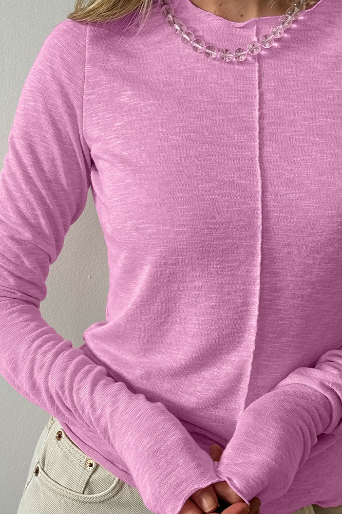 White Crew Neck Long-Sleeve Layering Knit Top 5