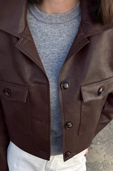 Vintage Short Moto Leather Jacket