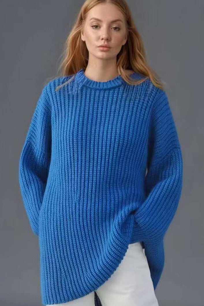 Casual Crewneck Lantern Sleeve Sweater