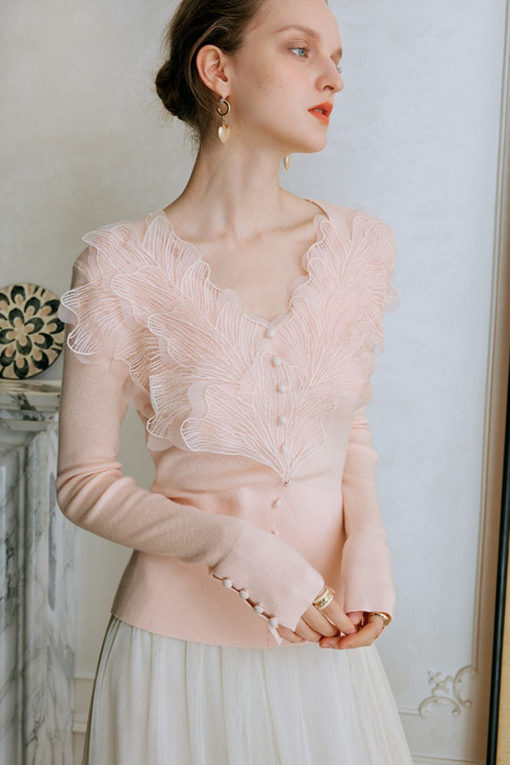 Feather Lace Detail Knit Top 3