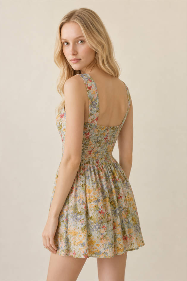 Floral Sweetheart Neck Fit and Flare Mini Dress 6