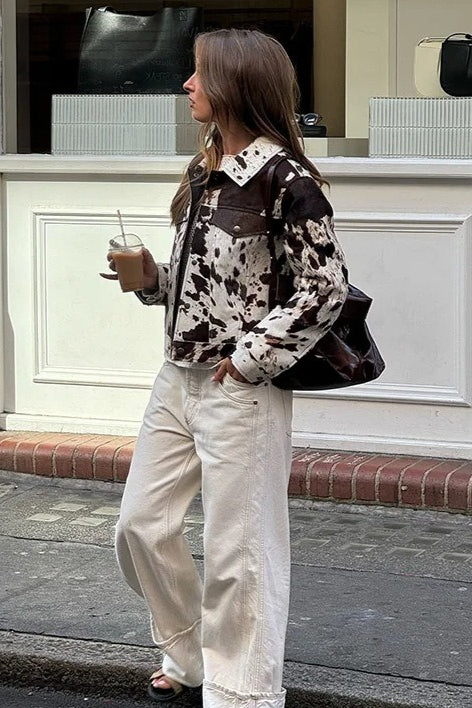 Stylish Casual Printed Collar Coat for Effortless Elegance