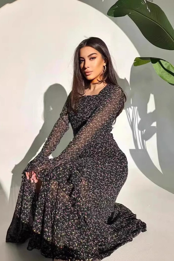 Floral Print Trendy Casual Maxi Dress