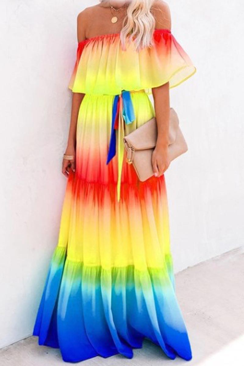 Gradual Change Multicolor Maxi Dress  Fashionpara