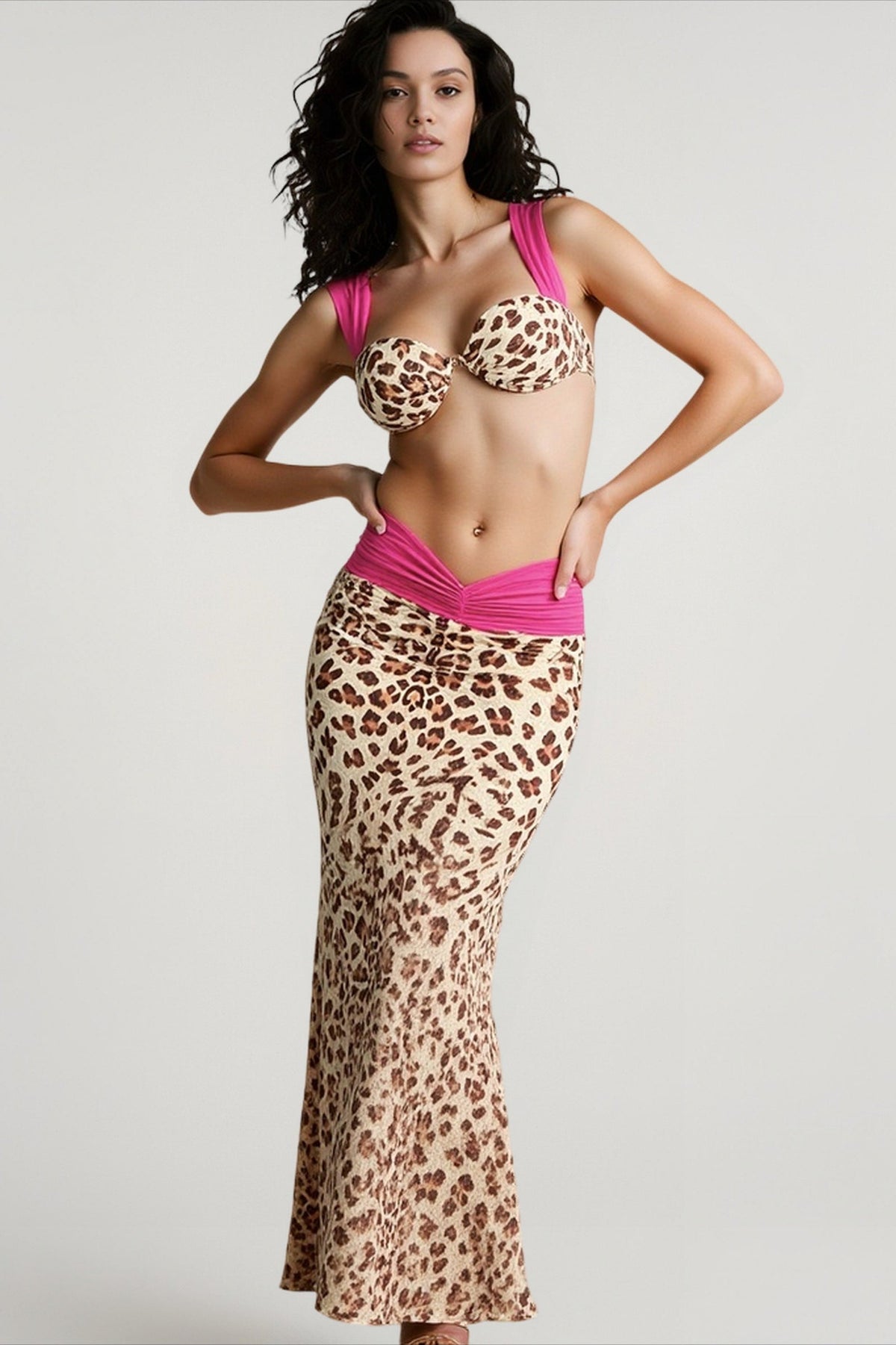 Contrast Print Tie Top Vacation Set