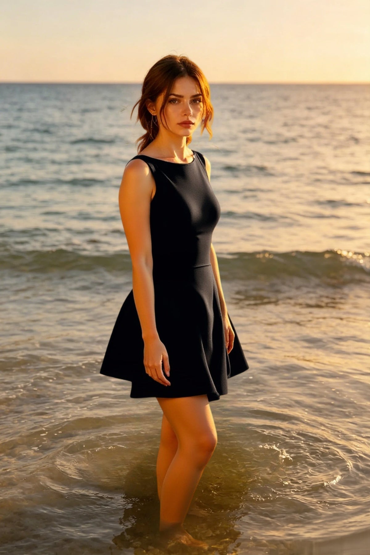 Boat-Neck Sleeveless Fit-and-Flare Mini Dress