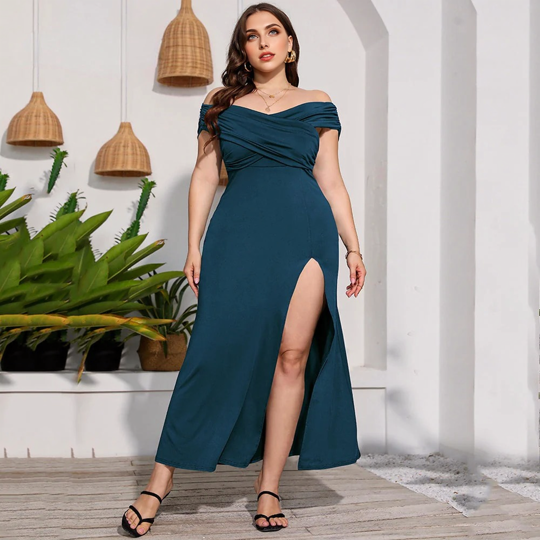 Off-Shoulder High Waist Prom Midi Dresses 9