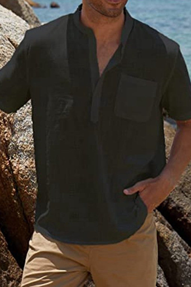 V-Neck Linen New Cardigan Short Sleeve  Fashionpara