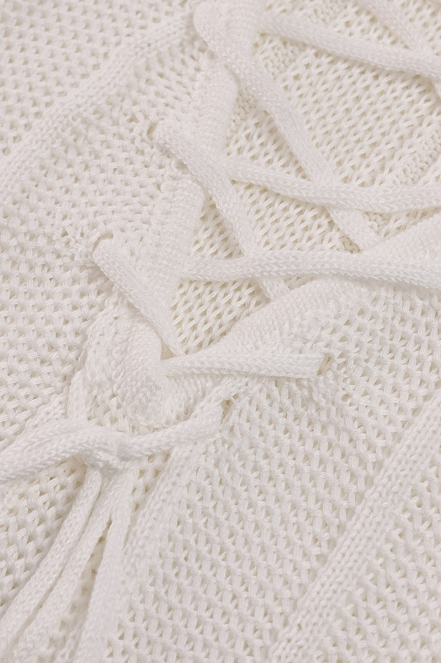Sexy Split Backless Tie Knit Cardigan Sweater Dress