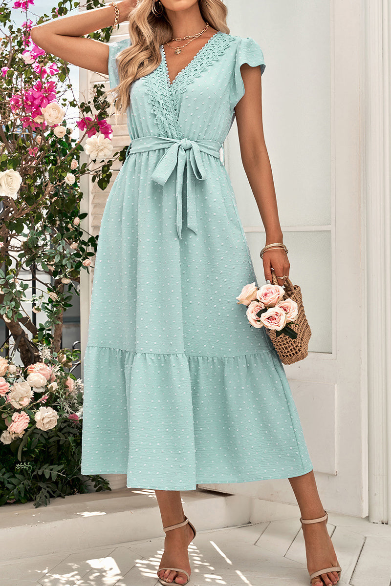 Lace V Neck Long Dress