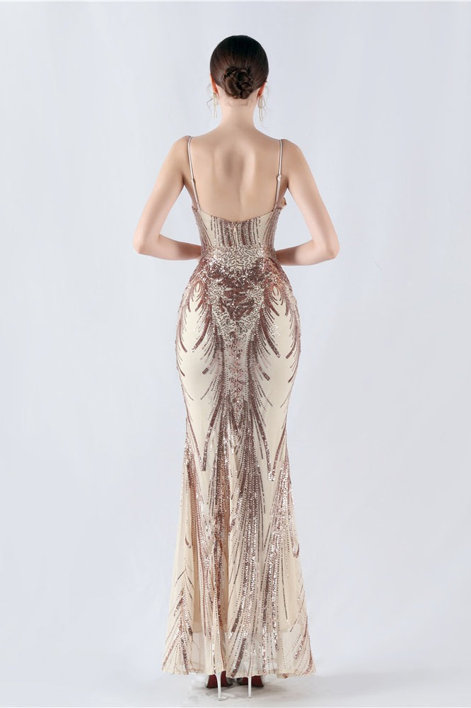 Sequin Spaghetti Strap Sweetheart Mermaid Formal Gown - View 20