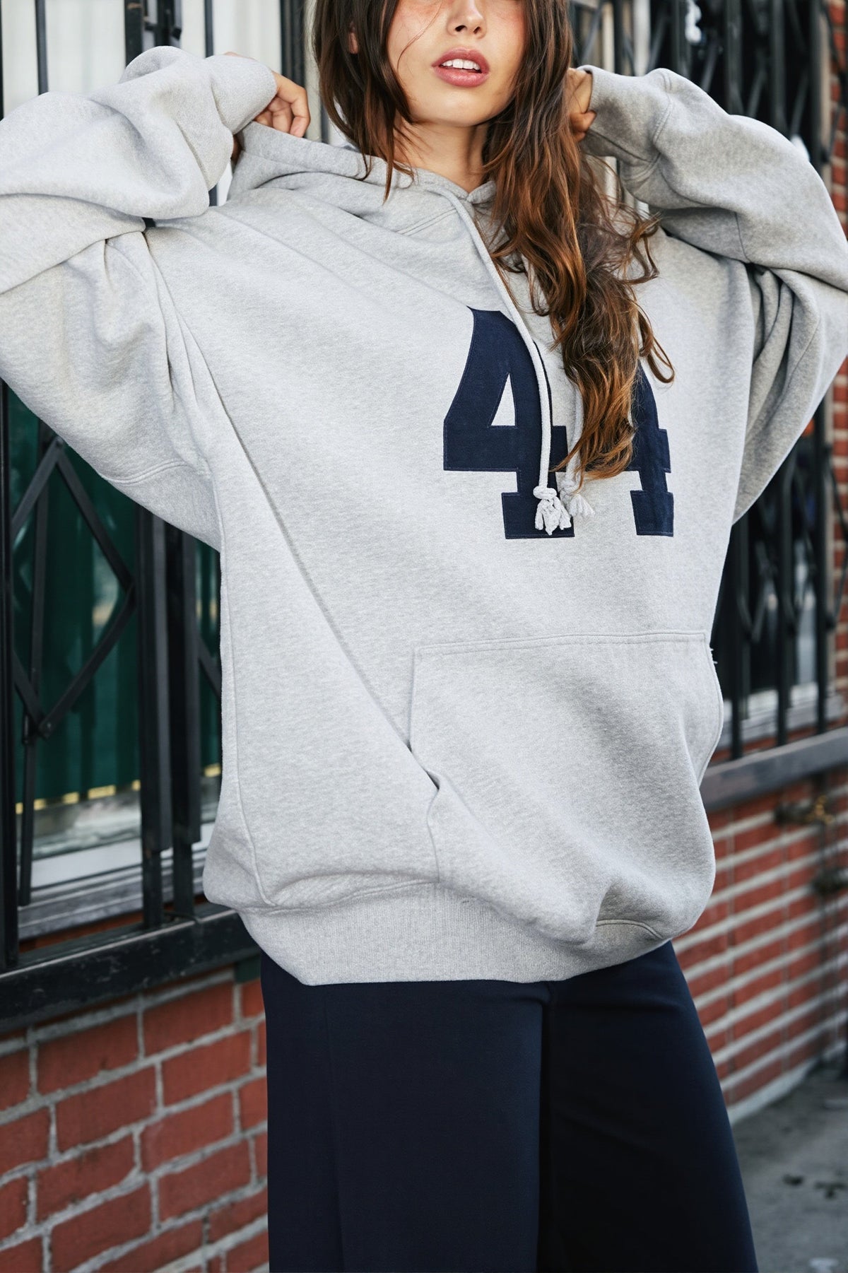 Number Graphic Oversized Pullover Hoodie 8