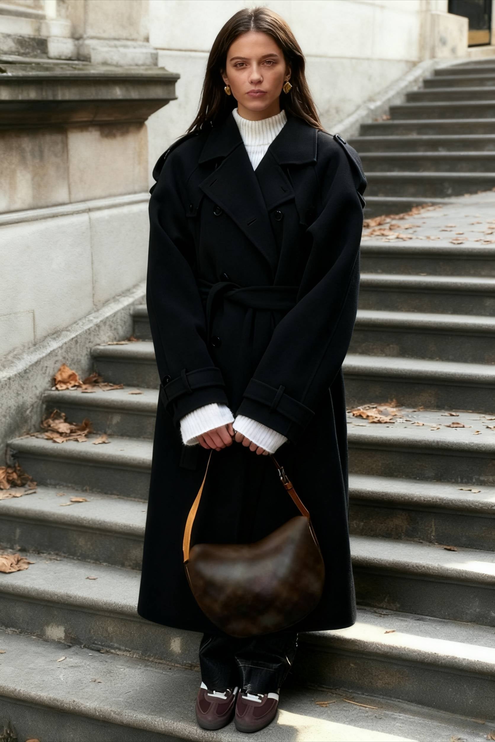 Casual Turn-Down Collar Double-Breasted Overcoat - Fashionpara