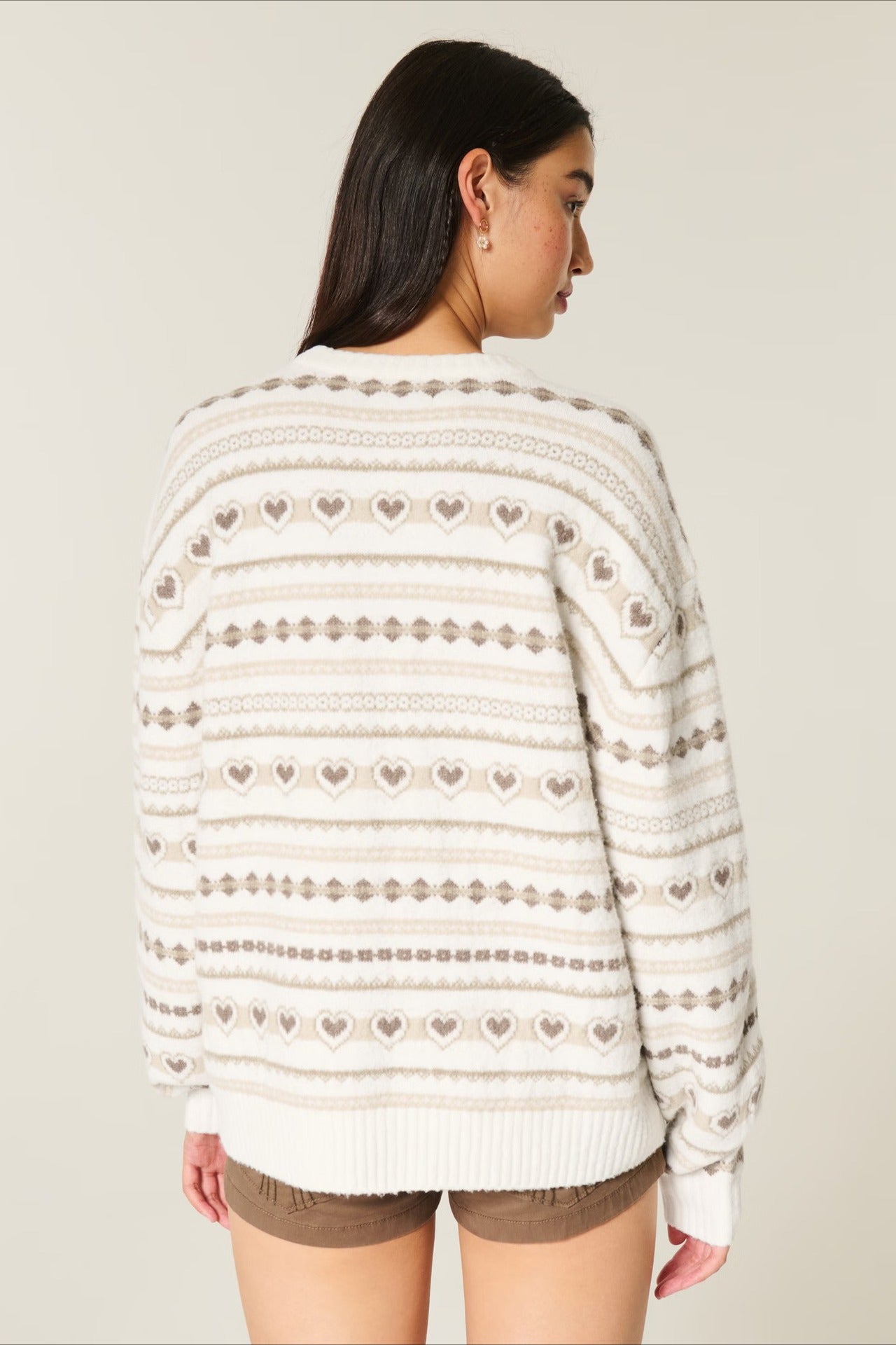 PrincessAce Heart Fair Isle Striped Knit Sweater for Comfort