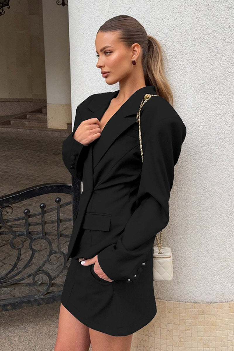 Belted Short Blazer Coat - Fashionpara