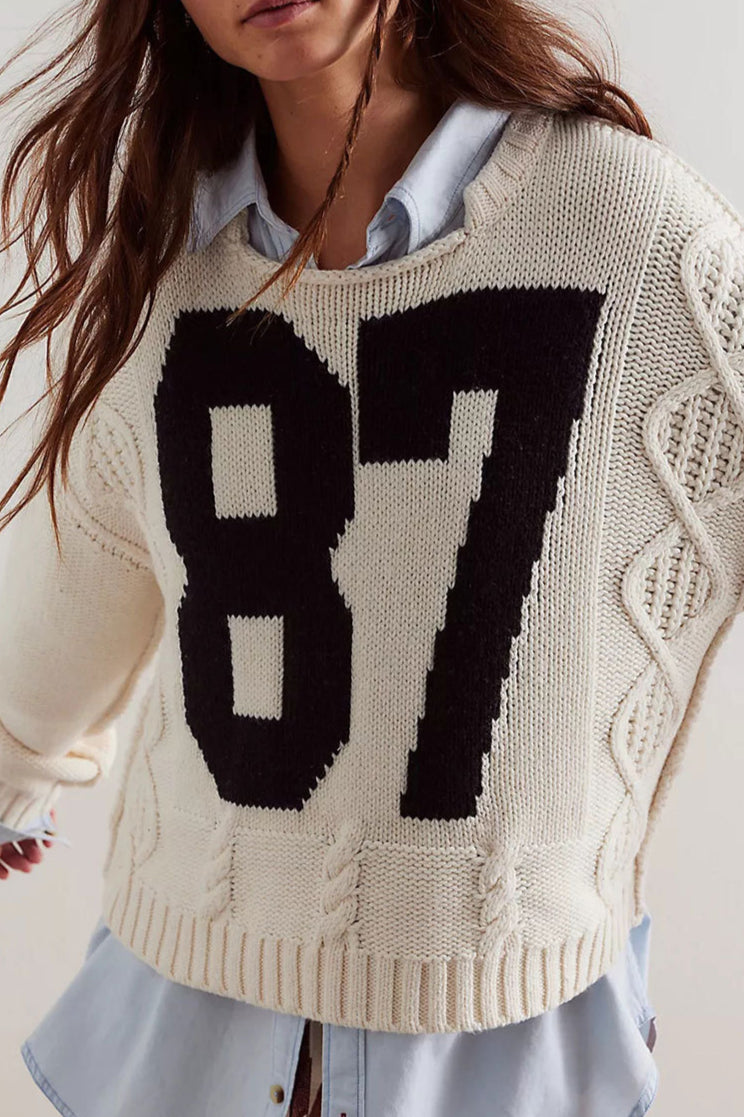 Colorblock Digital Print Oversized Knit Sweater 2