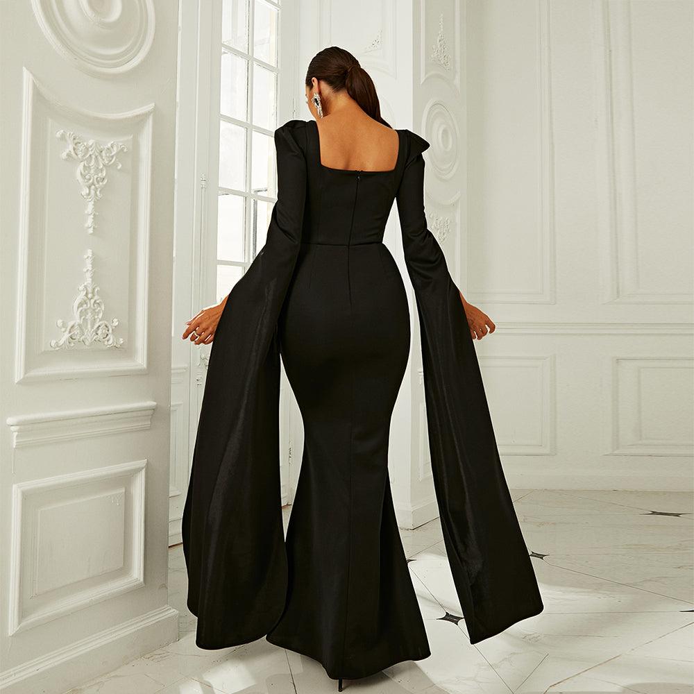 Pure Elegance Draping Sleeves Bodycon Dress - Fashionpara