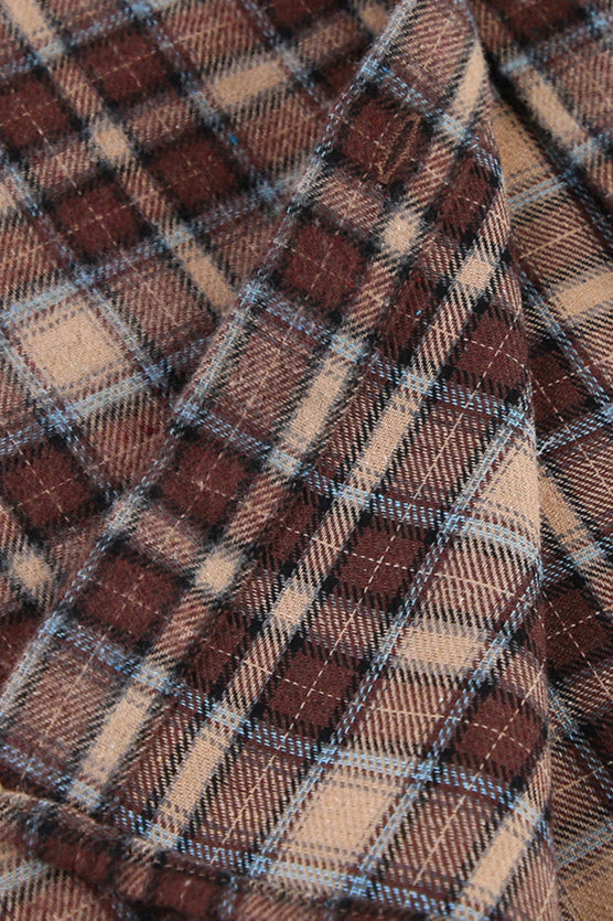 Vintage Plaid Longline Loose Fit Blouse