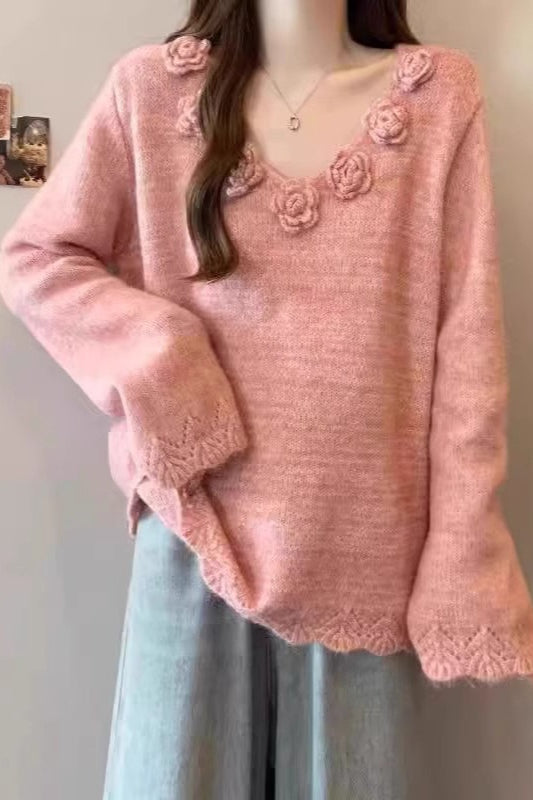 V-Neck Vintage Floral Sweater