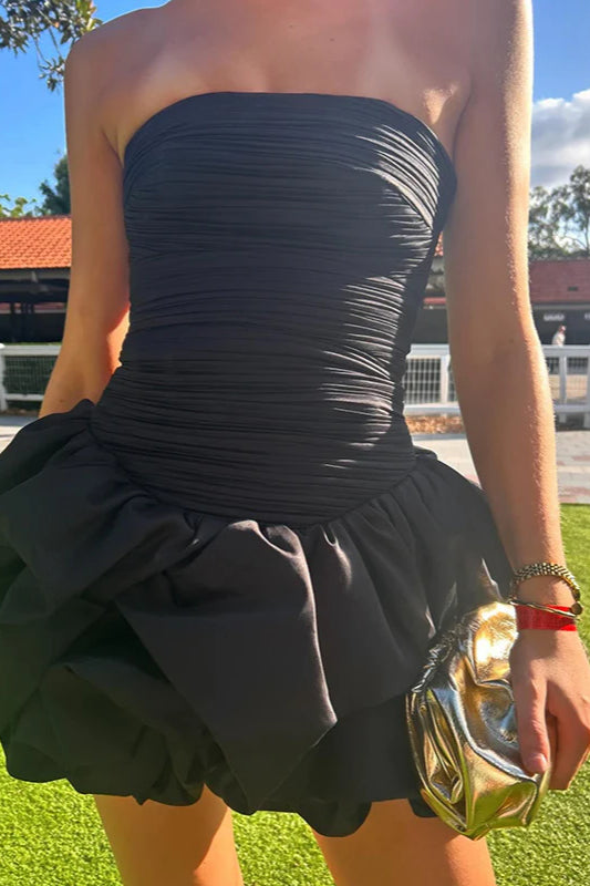 Spring Elegant Ruched Corset Dress with Layered Skirt Party Dress - Fashionpara