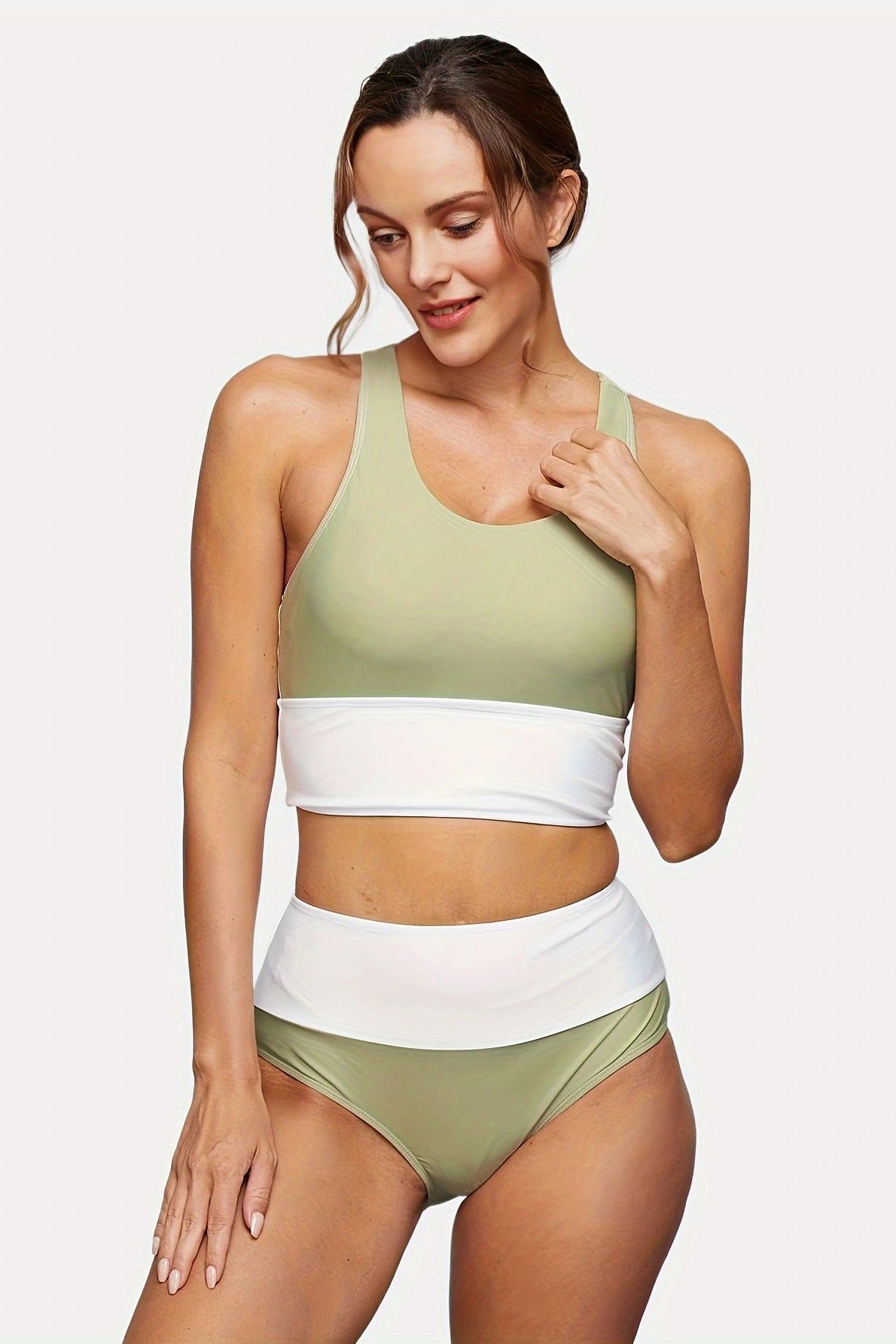 Curve Fit Zip Front Bikini Two Piece Swim Set